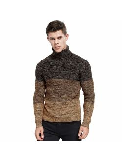 Zicac Men's Casual Long Sleeve Twisted Knitted Turtleneck Pullover Crew-Neck Knitwear Jumper Casual Knitted Pullover Sweaters