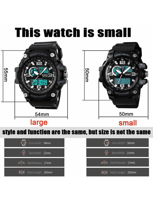 Mens Analog Digital LED 50M Waterproof Outdoor Sport Watch Military Multifunction Casual Dual Display 12H/24H Stopwatch Calendar Wrist Watch