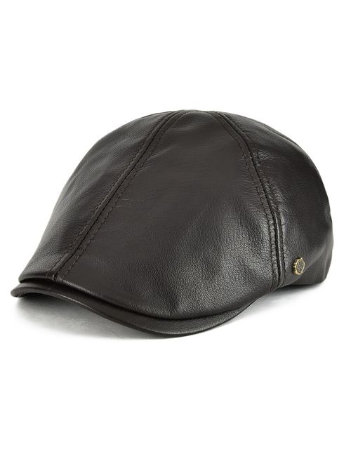 VOBOOM Lambskin Leather Ivy Caps Classic Ivy Hat Cap 6 Pannel Cabbie Beret hat