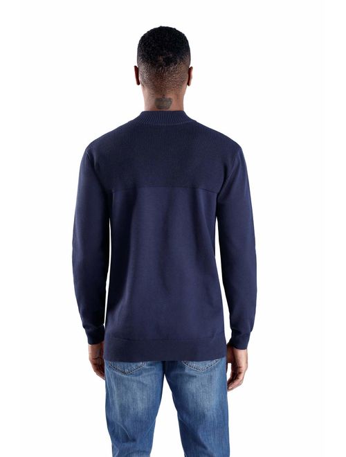 NITAGUT Mens Slim Fit Zip Up Mock Neck Polo Sweater Casual Long Sleeve Sweater and Pullover Sweaters with Ribbing Edge
