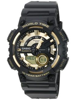 Men's Sports Quartz Watch with Resin Strap, Gold, 28.6 (Model: AEQ110BW-9AV)