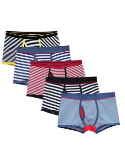 CHUNG Men's Solid Color Stripe Cotton Pouch Boxer Briefs Underwear 5(4) Pack