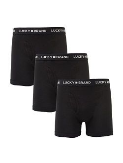 Men's Cotton Boxer Briefs Underwear with Functional Fly (3 Pack)