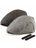 LADYBRO 2 Pack Newsboy Hats for Men Wool Scally Cap Mens Flat Cabbie Ivy Tweed S/M/L/XL 