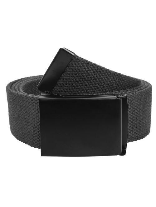 Gelante Fully Adjustable Canvas Web Belt with Black Flip Top Buckle 50'' Long