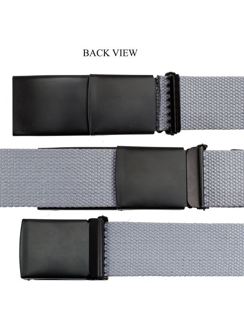 Gelante Fully Adjustable Canvas Web Belt with Black Flip Top Buckle 50'' Long