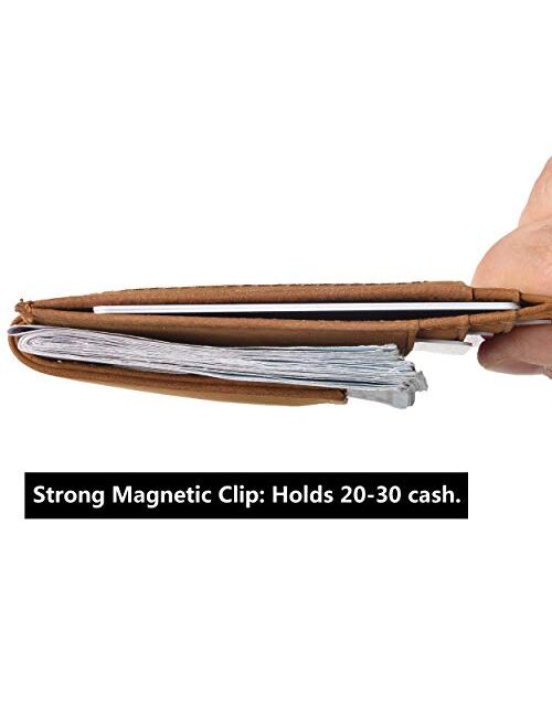Mens Money Clip Wallet RFID Slim Wallet Genuine Leather Thin Front Pocket Wallet