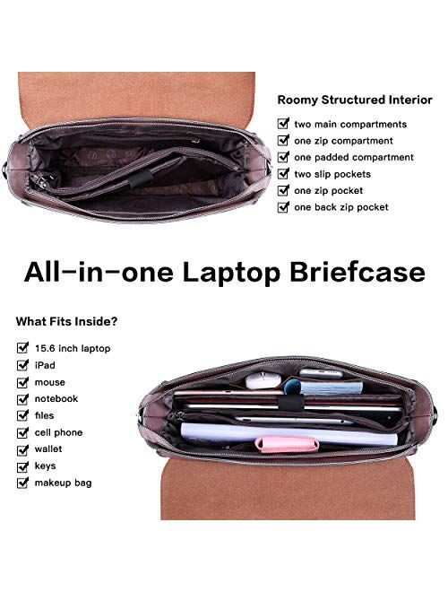 Laptop Bag for Women,15.6 Inch Laptop Tote Bag Briefcase Laptop Satchel Shoulder Bags with Detachable Widened Strap for Work Weekend
