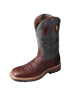 Twisted X Steel Toe Lite Cowboy Work Boots for Men, Distressed Saddle/Cherry