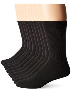 Ultimate Men's 10-Pack FreshIQ Cushion Crew Socks, Black, Sock Size: 10-13/Shoe Size:6-12