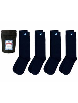 Boldfoot Socks - Mens Cotton Premium Quality Solid Color Dress Socks Gift 4-Pack, Made in America (4 Pairs, Black)