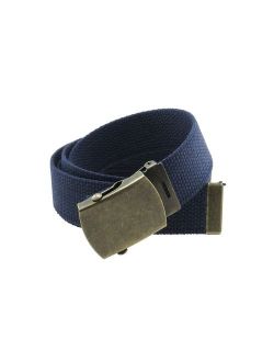 Canvas Web Belt Military Style with Antique Brass Buckle and Tip 50
