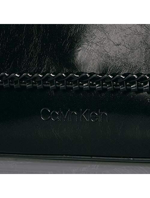Calvin Klein Fringe Glazed Patent Statement Top Handle Mini Satchel Crossbody