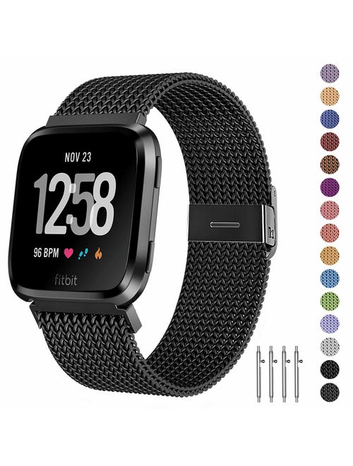 Fitlink Metal Bands Compatible for Fitbit Versa/Versa Lite Edition/Versa 2 Smart Watch for Women and Men,Small and Large, Multi-Color