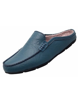Go Tour Mens Mules Clog Slippers Breathable Punching Leather Slip on Shoes Casual Loafers