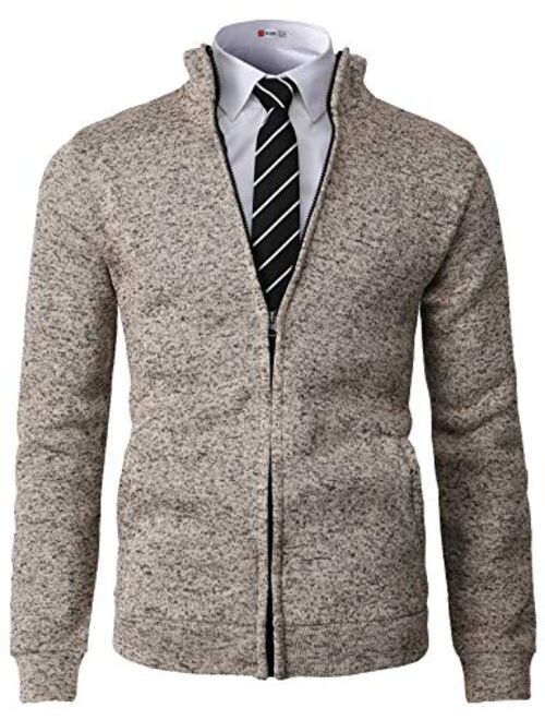 H2H Mens Casual Premium Slim Fit Knitted Jackets Thermal Warm Long Sleeve of Various Styles 