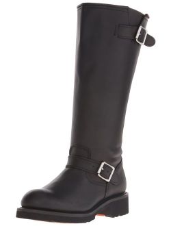 AdTec Men's 16 RIDETECS 16" Leather Biker Riding Boots For Men, Black - Tall & Wide Calf Adjustable Vamp With Side Ankle Straps