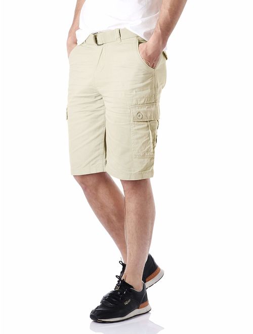 Hat and Beyond Mens Twill Cargo Shorts Belt Hiking Camping Outdoor Summer