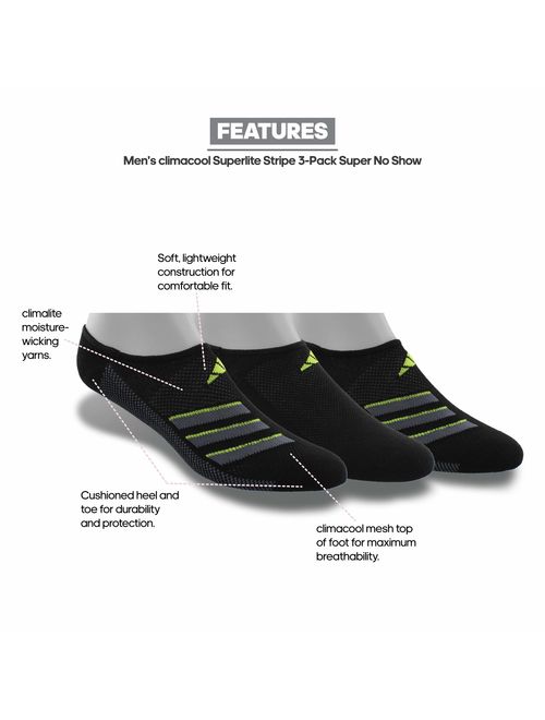 adidas Men's Climacool Superlite Super No Show Socks (3 Pack)