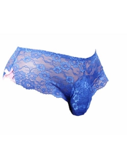Sissy Pouch Panties Men's Silky Lace Bikini Briefs Girly Underwear Sexy for Men-ls