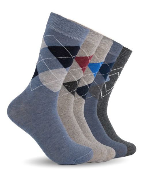 Mens Dress Socks 5 Pack Cotton Argyle Dress Socks Assorted Colors -5 Pair