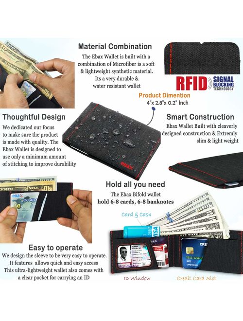 Minimalist Bifold Slim Wallet RFID Front Pocket Credit Card Holder Wallets for Men