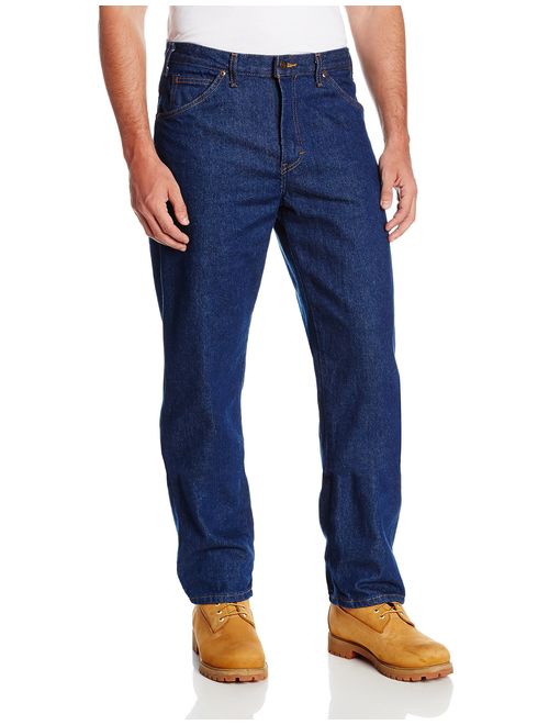 Dickies Occupational Workwear CR393RNB Denim Cotton Relaxed Fit Men's Industrial Jean with Straight Leg, Indigo Blue