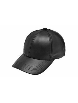 Black Leather Adjustable Baseball Cap Hat Made in USA