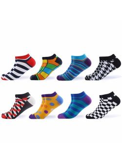 WeciBor Men's Dress Cool Colorful Fancy Novelty Funny Casual Combed Cotton Ankle Socks Pack