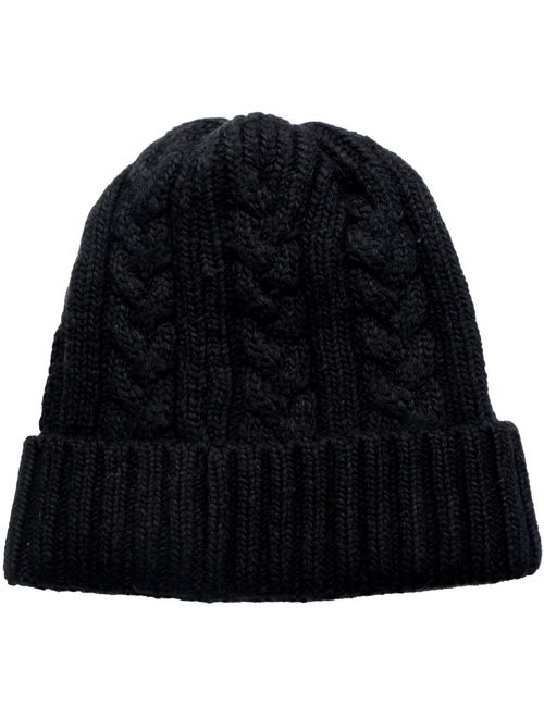 Dahlia Men's Cable Knit/Slouchy Style/Dual-Layer Beanie, Soft & Warm Hat
