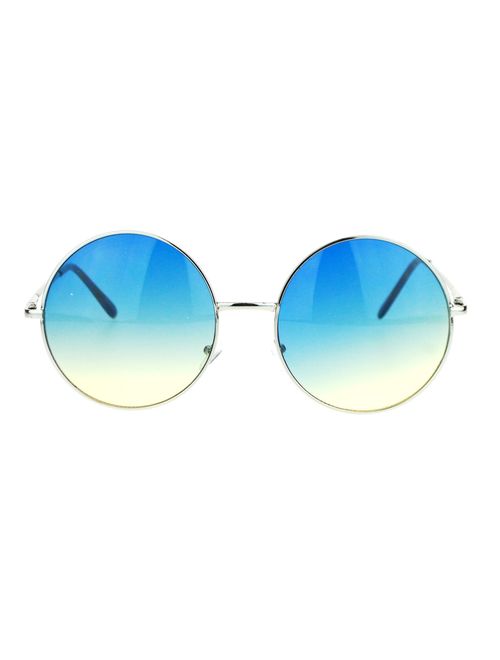 Hippie Retro Groovy Gradient Oversize Circle Lens Round Lennon Sunglasses