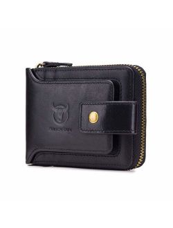 RFID Bifold Men's Cowhide Leather Zip Around Wallet Vintage Travel Multi Card Holder Purse