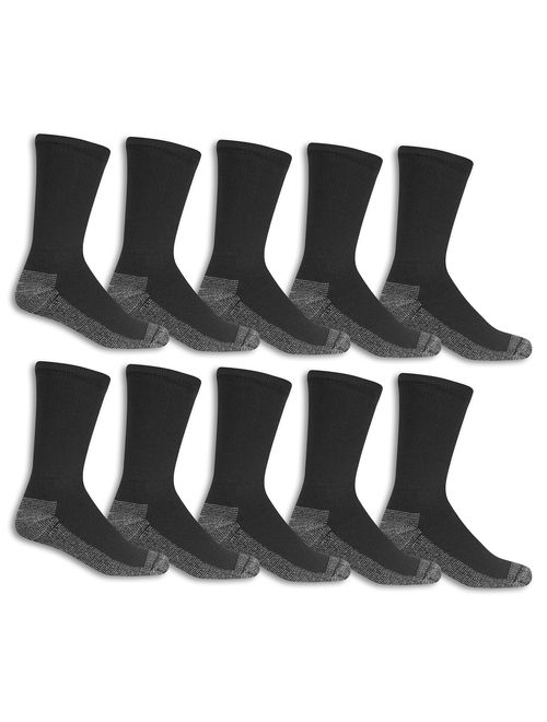 Fruit of the Loom Men's Cotton Work Gear Crew Socks | Cushioned, Wicking, Durable | 10 Pack