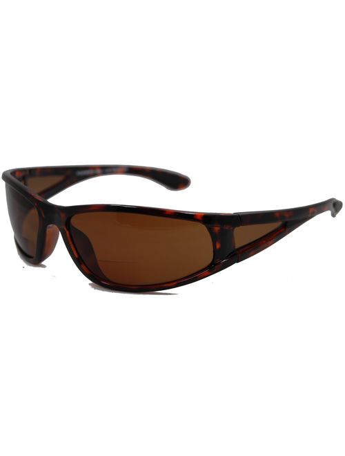 In Style Eyes Del Mar Polarized Wrap Nearly Invisible Line Bifocal Sunglass Readers