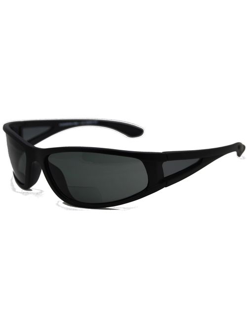 In Style Eyes Del Mar Polarized Wrap Nearly Invisible Line Bifocal Sunglass Readers