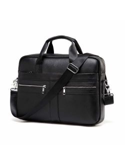Genuine Leather Messenger Bag for Men - Padded 14 Inch Laptop Briefcase