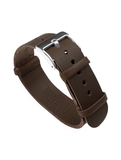 Leather NATO Style Watch Straps - Choose Color, Length & Width - 18mm, 20mm, 22mm, 24mm Bands