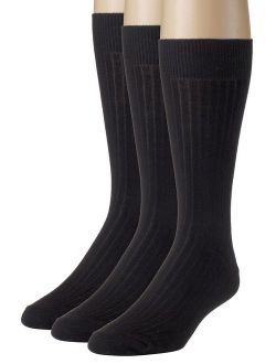 Men's Socks Soft Ribbed Knit Classic Cotton Mid-Calf Crew Dress Socks 3 & 6 Pack