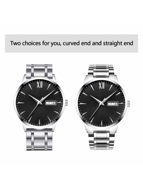 Stunning Brushed Stainless Steel Watch Strap Replacement with Straight&Curved End