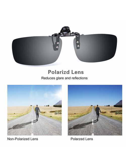 Besgoods 2PCS (Yellow Night Vision+Black) Sport Driving Polarized Clip-on Sunglasses Flip up Glasses Lenses Cycling Fishing Outdoor