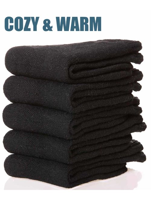 Mens Wool Socks Thermal Heavy Thick Winter Warm Fuzzy Cabin Socks For Cold Weather 5 Pack
