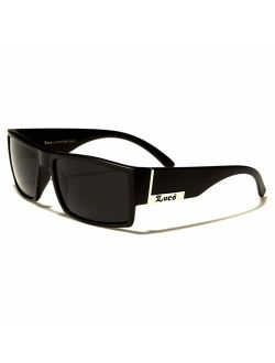 Locs Mens Flat Top Gangster Sunglasses Black Silver Frame 91026