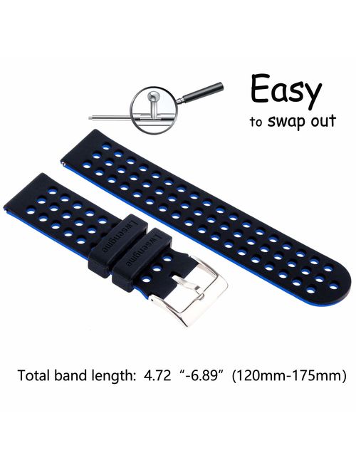 Lwsengme Silicone Quick Release - Choose Color & Width (18mm, 20mm,22mm) - Soft Rubber Watch Bands