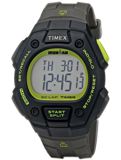 Timex Men's T5K824 Ironman Classic 30 Full-Size Gray/Black/Green Resin Strap Watch
