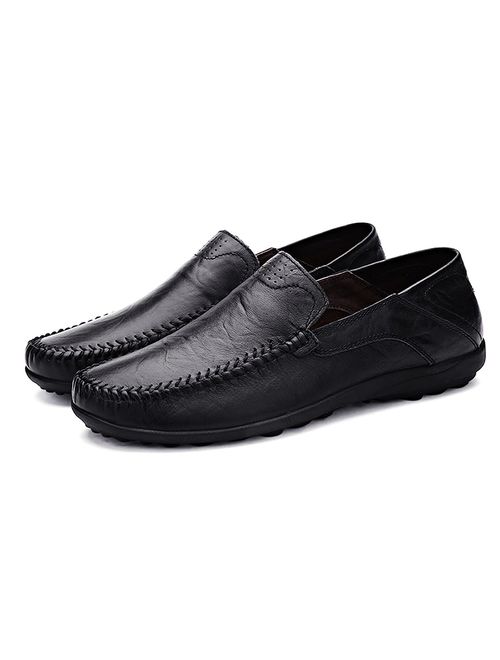 LOUECHY Men's Liberva Genuine Leather Slip-on Loafer Casual Shoes Breathable Driving Shoes