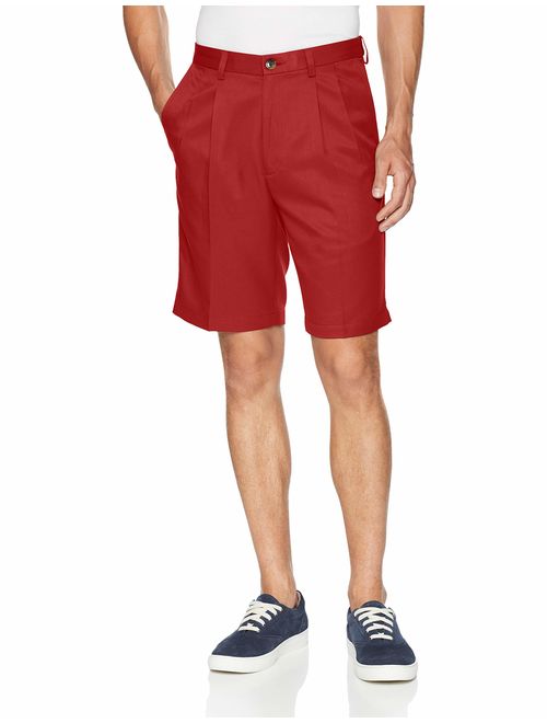 Haggar Men's Polyester Solid Above Knee Cool 18 Gabardine Pleat Front Short