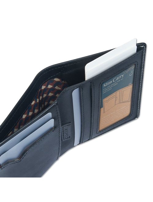 IKEPOD Slim Carry Men Bifold Wallet (8 Color) Italy Leather RFID Front Pocket Billfold with ID Window