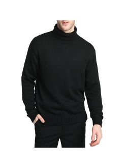 Kallspin Men's Merino Wool Blend Relax Fit Turtle Neck Sweater Pullover