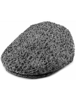 Classic Men's Flat Hat Wool Newsboy Herringbone Tweed Driving Cap