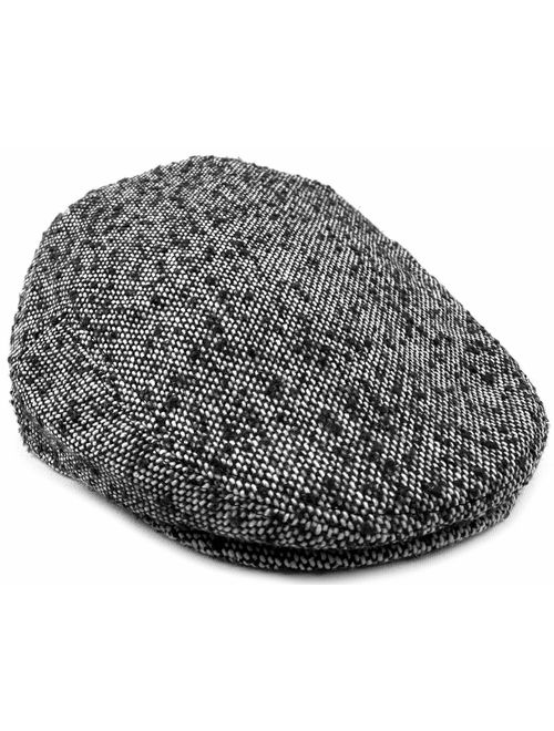 Classic Men's Flat Hat Wool Newsboy Herringbone Tweed Driving Cap